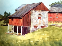 lorrie herman watercolor plein air Brookside Barn