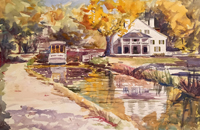Lorrie Herman - watercolor "Great Falls White's Tavern"