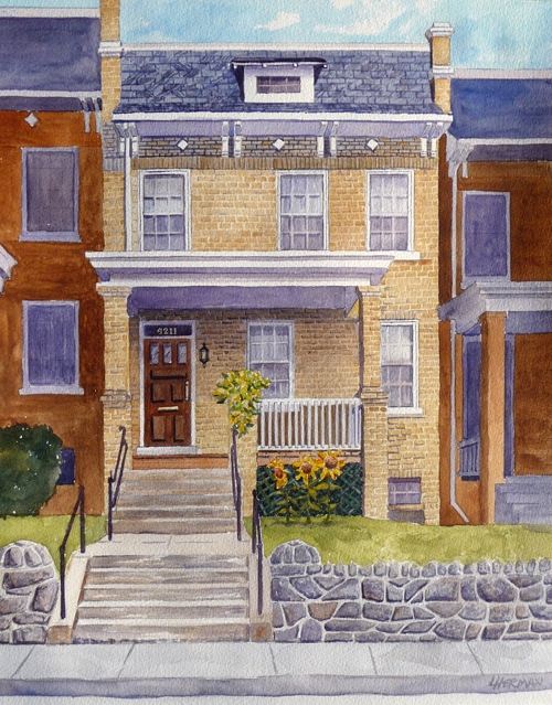Lorrie Herman - watercolor "DC Row Home"